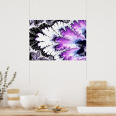 紫色のモダン白黒グラデーションフラクタル ポスター (キッチン)