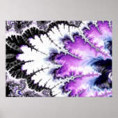 紫色のモダン白黒グラデーションフラクタル ポスター (正面)