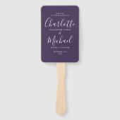 紫色のモダン結婚式 プログラムハンドファン ハンドファン (正面)