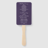 紫色のモダン結婚式 プログラムハンドファン ハンドファン (裏面)