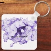 紫色のモノクロのブパーソナライズされたライデスメイドキーチェーン キーホルダー (裏面)
