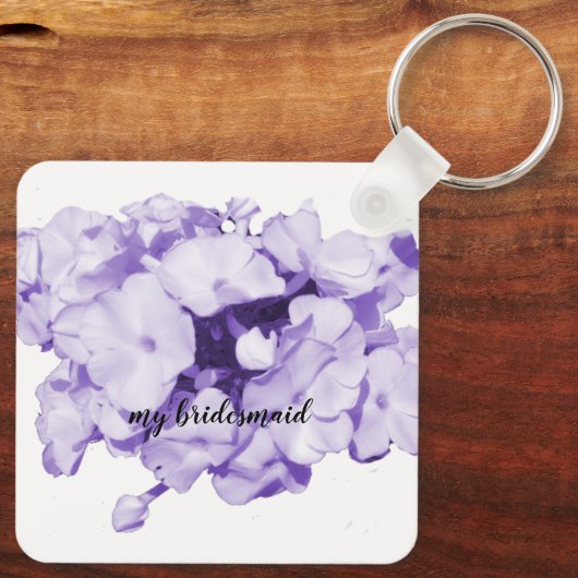 紫色のモノクロのブパーソナライズされたライデスメイドキーチェーン キーホルダー (裏面)