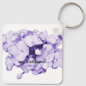 紫色のモノクロのブパーソナライズされたライデスメイドキーチェーン キーホルダー (裏面)