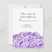 紫色のモノクロフローラ返信カード 出欠カード (正面)