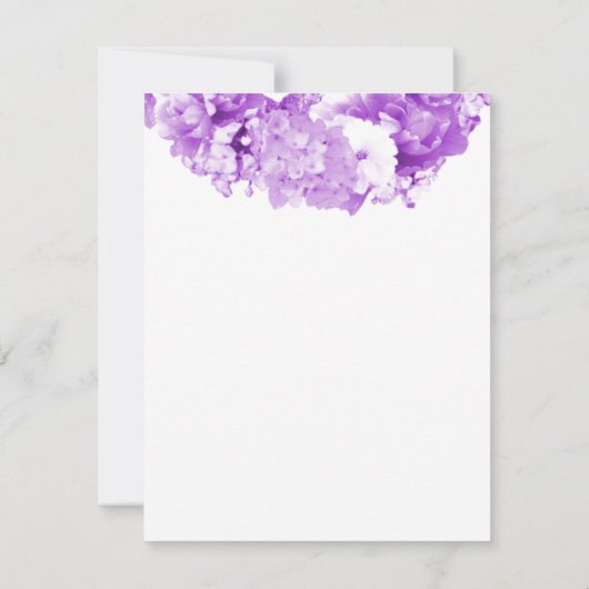 紫色のモノクロリースの花模様返信カード 出欠カード (裏面)