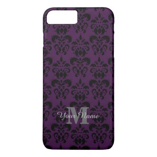 紫色のモノグラムのなダマスク織パターン Case-Mate iPhoneケース (裏面)