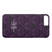 紫色のモノグラムのなダマスク織パターン Case-Mate iPhoneケース (裏面(横))