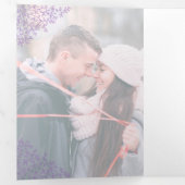 紫色のモノグラムのアート結婚写真 三つ折りプログラム (内部最初)