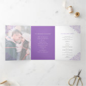 紫色のモノグラムのアート結婚写真 三つ折りプログラム (内部)