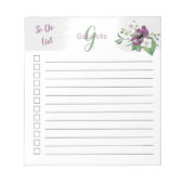 紫色のモノグラムの水色フローラを一覧表示するには ノートパッド (正面)