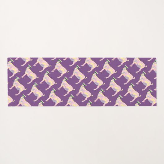 紫色のモノグラムの背景のヤギのヨガのパステル ヨガマット (裏面(横))