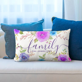 紫色のモノグラムフローラ水の色のファミリスクリプト ランバークッション