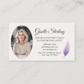 紫色のモバイル公証人公共薄紫写真 名刺 (正面)