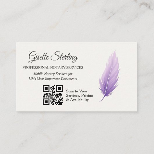紫色のモバイル公証人QRコード薄紫写真 名刺 (裏面)