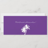 紫色のヤシの木のメキシコの搭乗券の結婚式 招待状 (裏面)