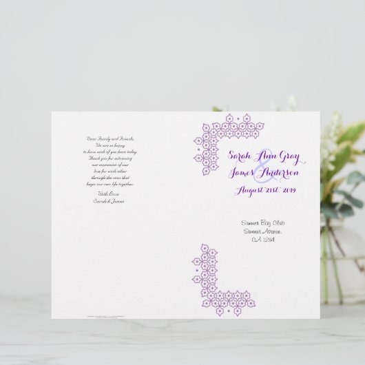 紫色のユダヤ人結婚式プログラム (スタンド正面)