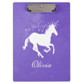 紫色のユニコーンのクリパーソナライズされたップボード クリップボード (正面)