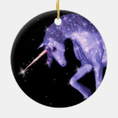 紫色のユニコーンのファンタジー セラミックオーナメント (裏面)