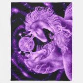 紫色のユニコーンの恋人のサテンのプラシ天 フリースブランケット (正面)