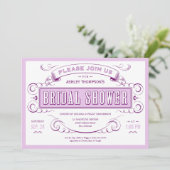 紫色のユニークなヴィンテージのブライダルシャワー招待状 招待状 (スタンド正面)