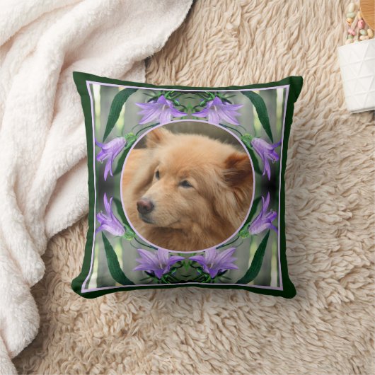 紫色のユリの花のフレーム独自の写真を作成 クッション (ブランケット)