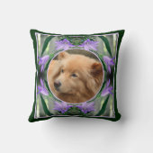 紫色のユリの花のフレーム独自の写真を作成 クッション (裏面)