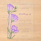 紫色のユーストマ結婚ス病 アクリル招待状 (正面)