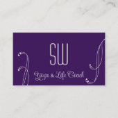 紫色のライトグレ華美ー(モノグラムと写真) 名刺 (正面)