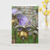 紫色のライト昆虫、誕生日 カード (黄色い花)