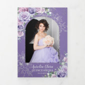 紫色のライラックの花のシルバーQuinceañera15プログラム 三つ折り招待状 (カバー)