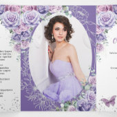 紫色のライラックの花のシルバーQuinceañera15プログラム 三つ折り招待状 (内部中)