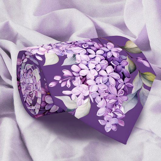 紫色のライラックの花 ネクタイ