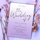 紫色のラベエレガントンダー写真QRコー結婚ド 招待状