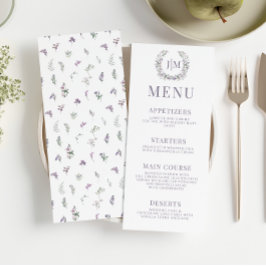 紫色のラベエレガントンフローララス結婚トのメニュー