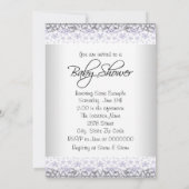 紫色のラベンダーと灰色のベビーガールシャワー 招待状 (裏面)