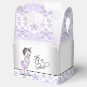 紫色のラベンダーと灰色の赤ちゃんシャワー フェイバーボックス (オープン)