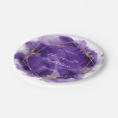 紫色のラベンダーと金ゴールドの水結婚色の ペーパープレート (アングル)