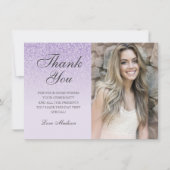 紫色のラベンダーのグリッター感謝してい写真you Sweet 16 サンキューカード (正面)