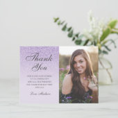 紫色のラベンダーのグリッター感謝してい写真you Sweet 16 サンキューカード (スタンド正面)