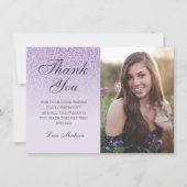 紫色のラベンダーのグリッター感謝してい写真you Sweet 16 サンキューカード (正面)