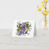 紫色のラベンダーの水カラーバラ-空白の内側 カード (黄色い花)
