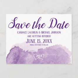 紫色のラベンダーの水彩結婚式の日付を保存 ポストカード