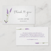 紫色のラベンダーの花ありがとう プレイスカード (正面/裏面)