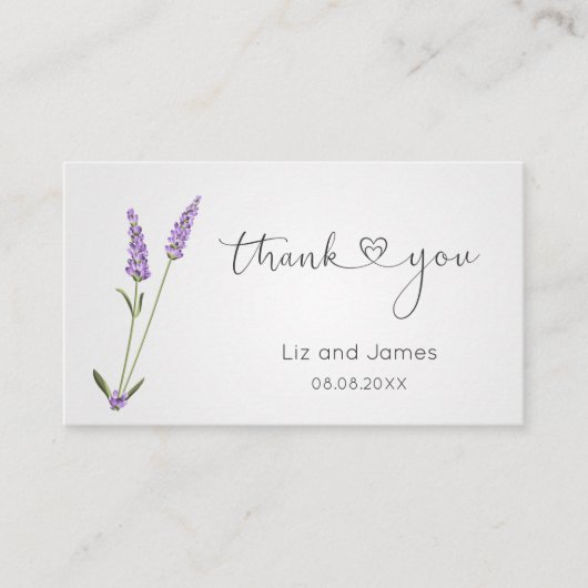 紫色のラベンダーの花ありがとう プレイスカード (正面)