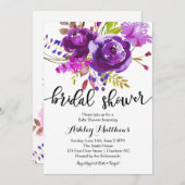 紫色のラベンダーの花のブライダルシャワーの招待状 招待状 (正面/裏面)