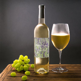 紫色のラベンダーの花パーソナライズされたフローラ ワインラベル