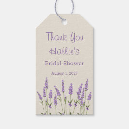 紫色のラベンダーの花ブライダルシャワー ギフトタグ