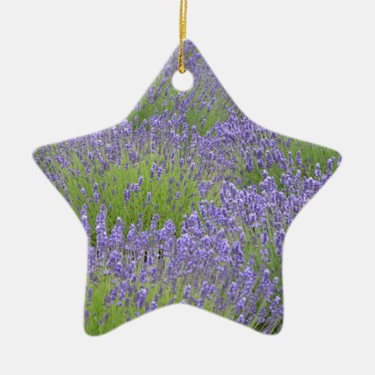 紫色のラベンダーの花園 セラミックオーナメント (正面)
