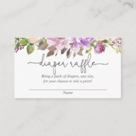 紫色のラベンダーの赤ちゃんシャワーおむつラッフルカード エンクロージャーカード