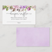 紫色のラベンダーの赤ちゃんシャワーおむつラッフルカード エンクロージャーカード (正面/裏面)